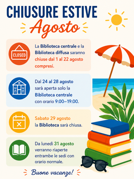chiusure agosto - sole mare ombrellone libri